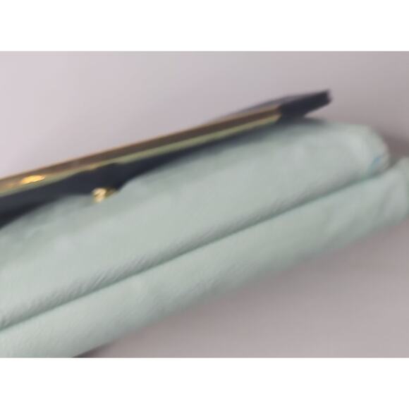 Steve Madden Zip Around Wallet Clutch Mint Green & Black w/ Outside Pocket - Picture 7 of 14